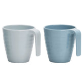 Camping Melamin Tassen - 2 Stück stapelbar jeweils 325ml - Tonoptik Blau Trinkbecher Kaffeetasse Kaffeebecher Tasse - Henkeltasse Wohnwagen Wohnmobil Geschirr